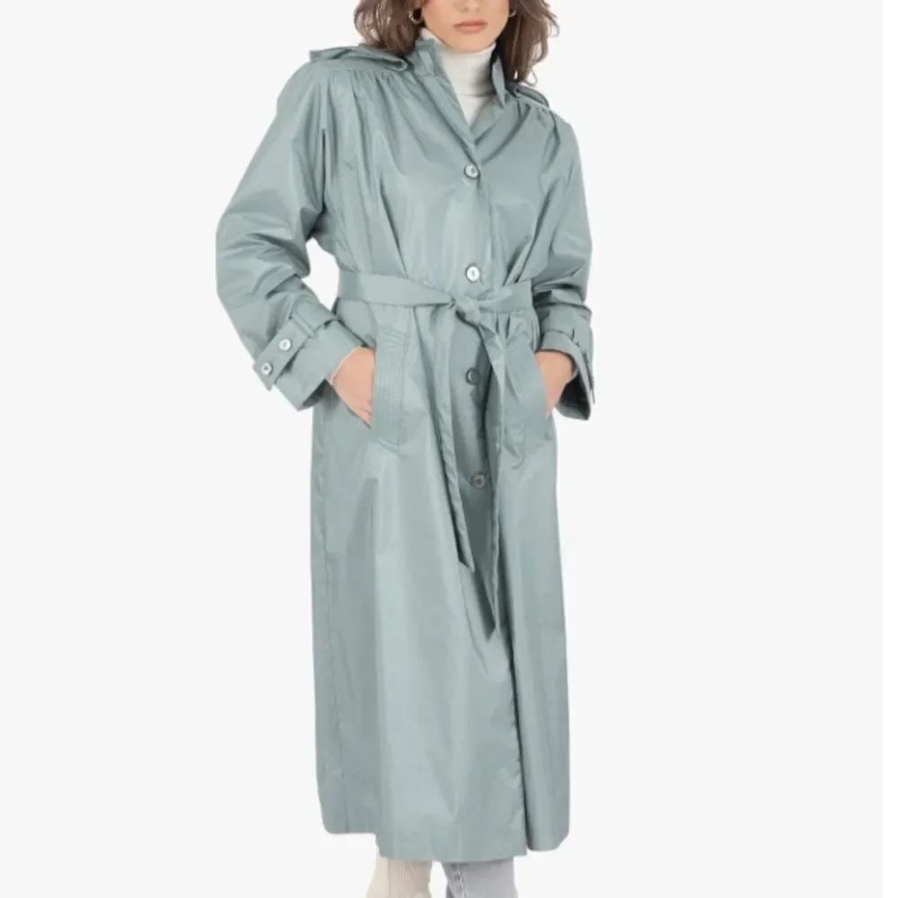 Fleet Street Ltd. Women's Hooded Long Raincoat, Atmosphere, Size 14, NWT